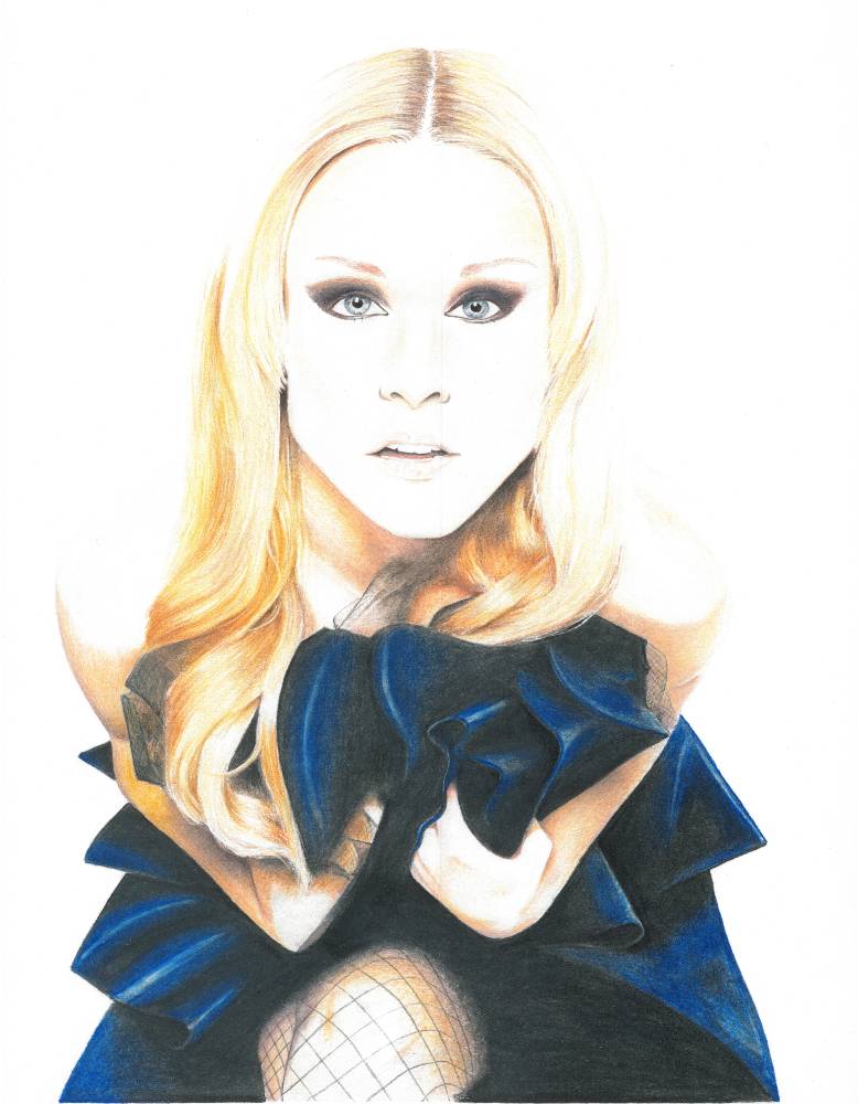 Pencil drawing titled: Kristen Bell