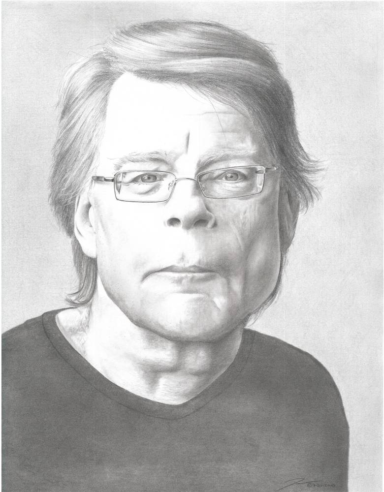 Pencil drawing titled: Stephen King