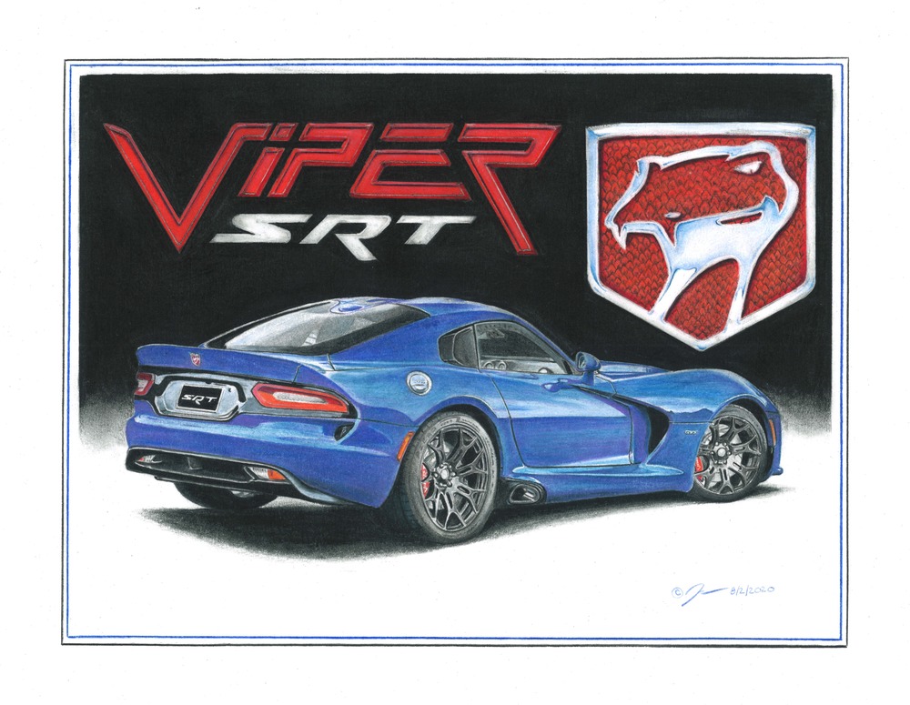 Pencil drawing titled: Viper SRT