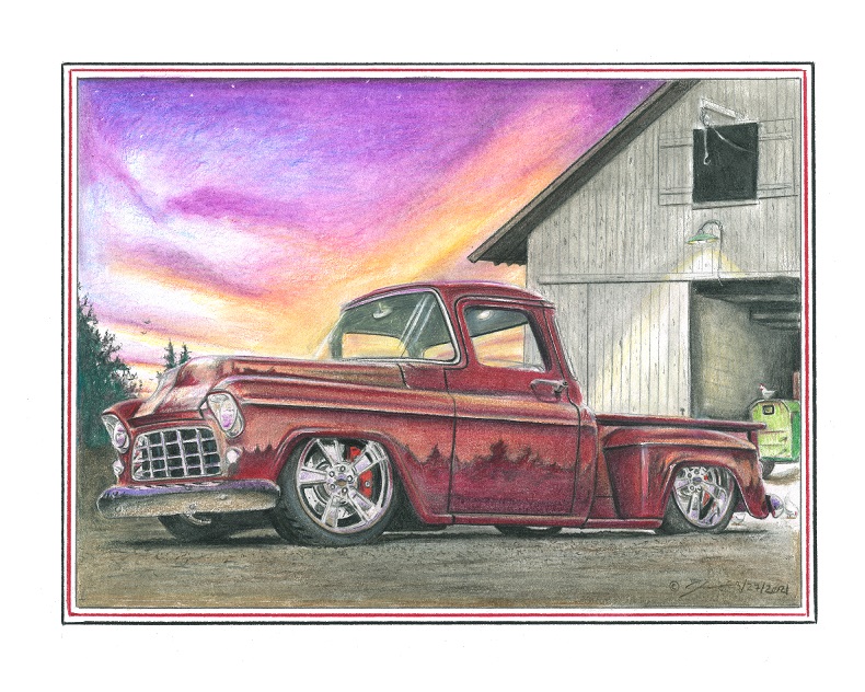 Pencil drawing titled: Down on the Farm