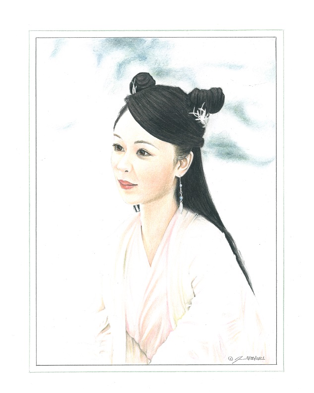Pencil drawing titled: Yang Zi-Gentle Beauty